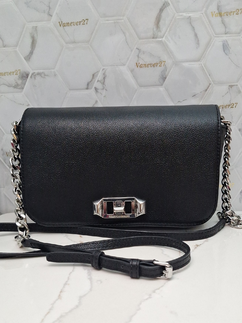 Rebecca Minkoff Black Crossbody Bag with Silver Chain